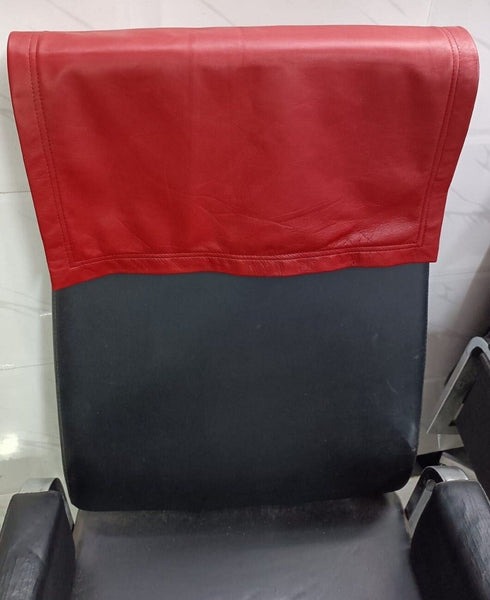 Tan/Red Lambskin Leather Recliner Headrest Cover - Noora International