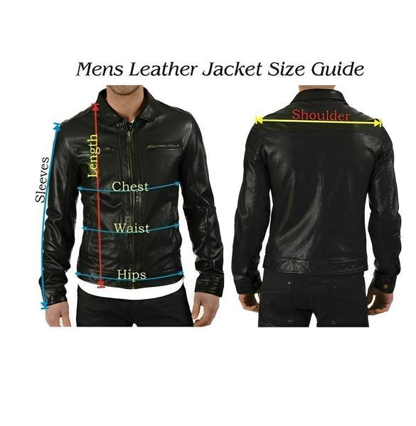 NOORA Men Biker Leather Jacket Black Double Layered Collar & Zip Real Leather QD42