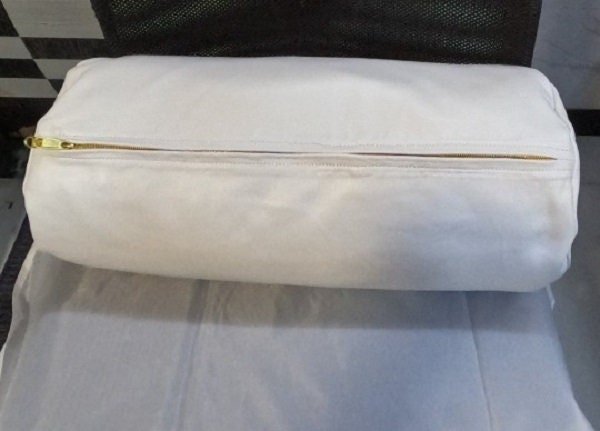 White Lambskin Leather Bolster Cushion Cover - Noora International