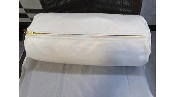 White Lambskin Leather Bolster Cushion Cover - Noora International
