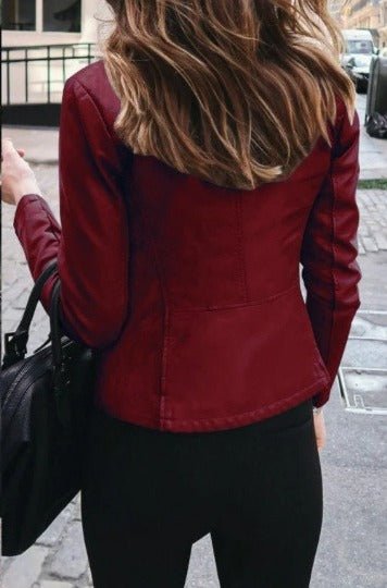 Women Real Soft Leather Blood Red Color Biker Jacket | Clubbing Party GLITTER Jacket | Silver Metallic on Black Leather - Noora International