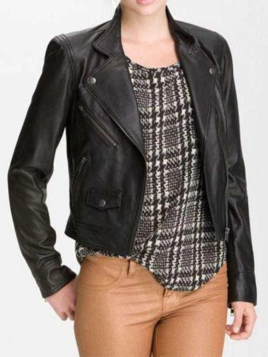 Gorgeous Designer Women's Lambskin Black Leather Jacket for Girl's Modern Jacket