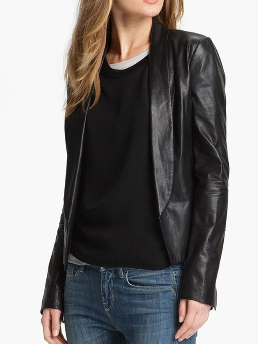Women's Lambskin Leather Black Blazer Motorcycle leather jacket