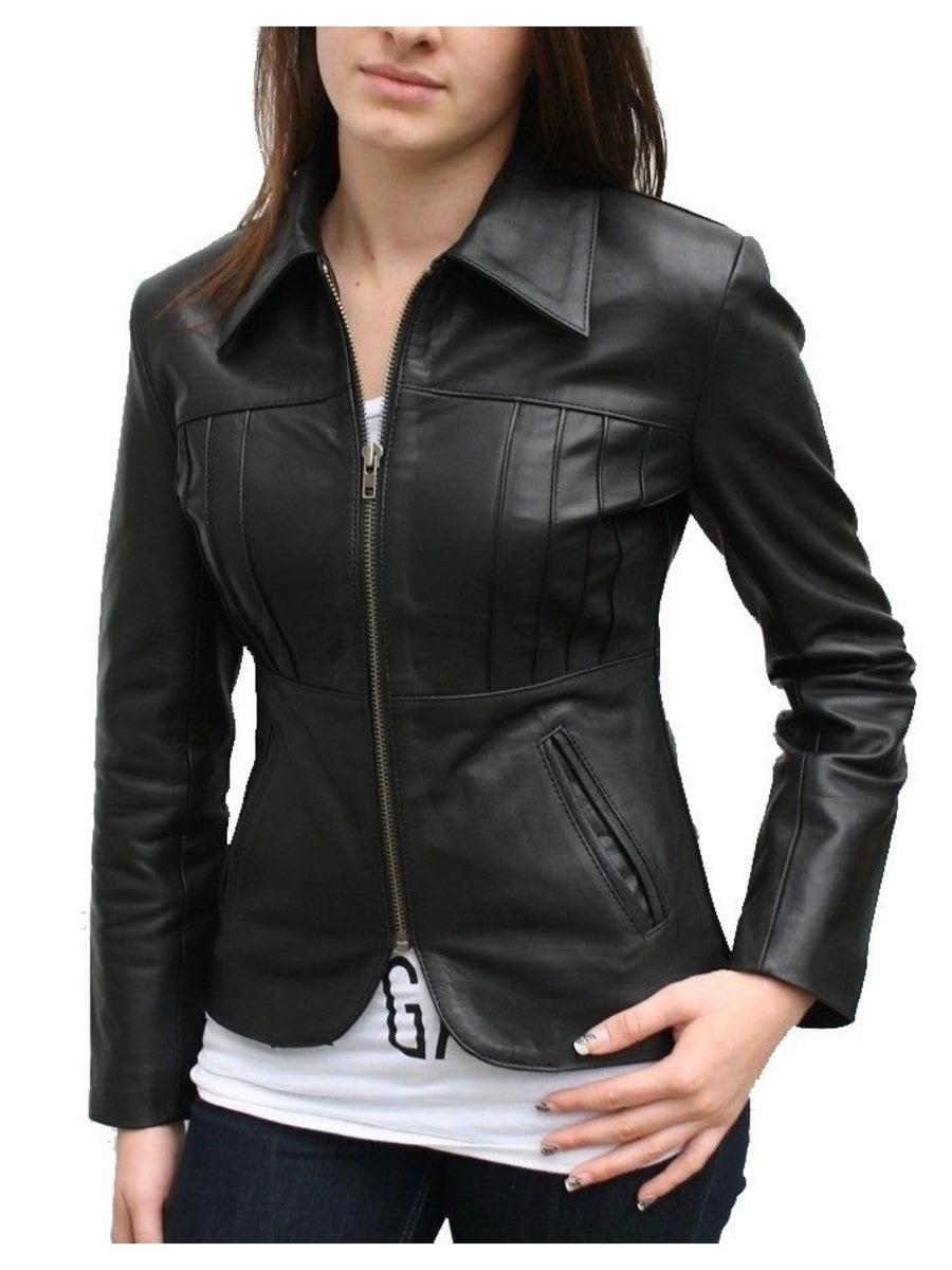 Women’s Fitted Black Leather Jacket