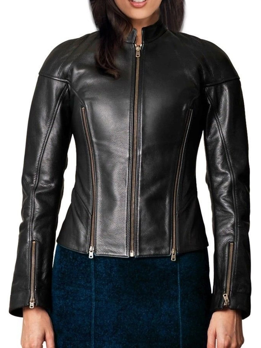 Women's Black fitted zipper jacket