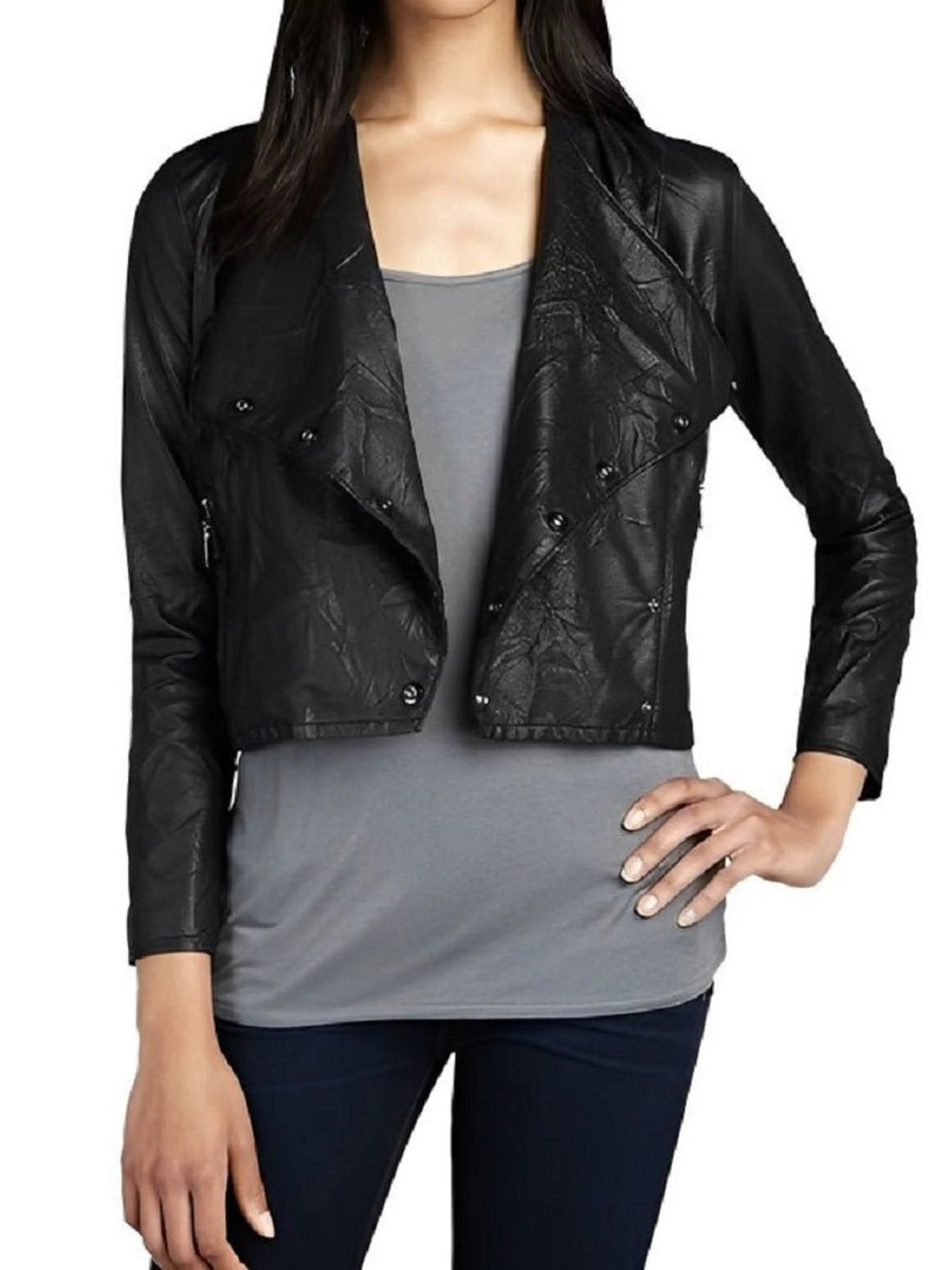 Women's black studded leather jacket