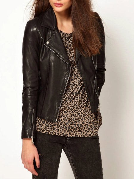 Noora Women's Classic Leather jacket Biker Style Leather Jacket ST0304 — standardized studio hero