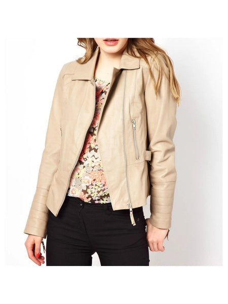 Women’s Cream Fitted Leather Jacket – ST0299 — standardized 2880×3840 hero