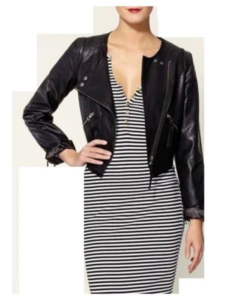 Women's Cropped Biker leather jacket ST0207 — standardized 2880×3840 hero
