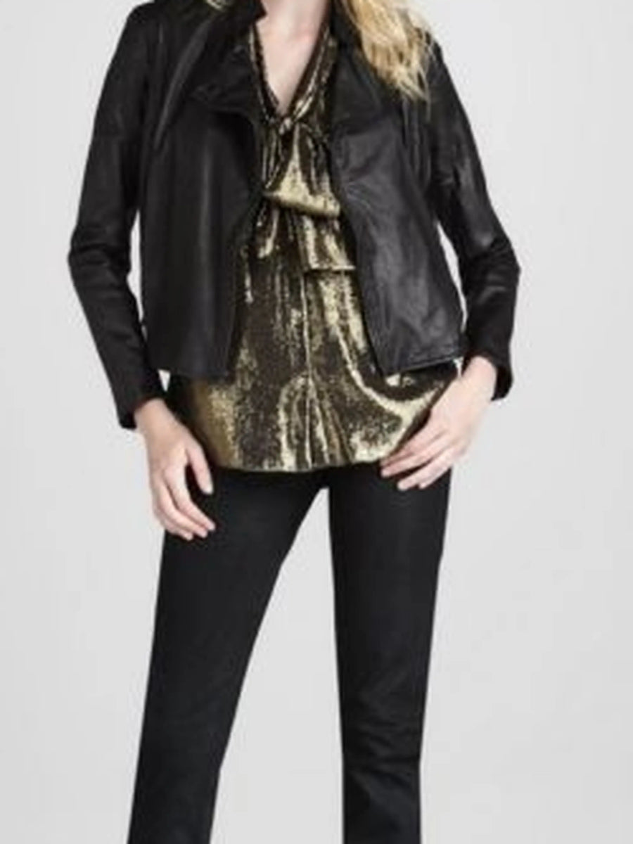 Women's Cropped Black Leather Jacket