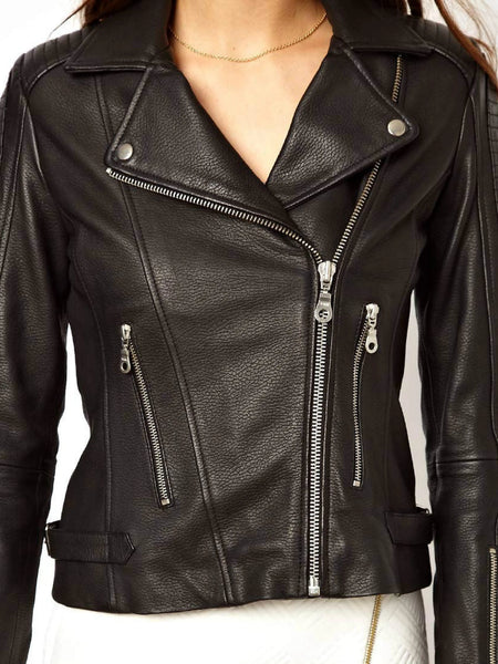 Noora Women's Biker Leather jacket Western Style Jacket ST0311 — standardized studio hero