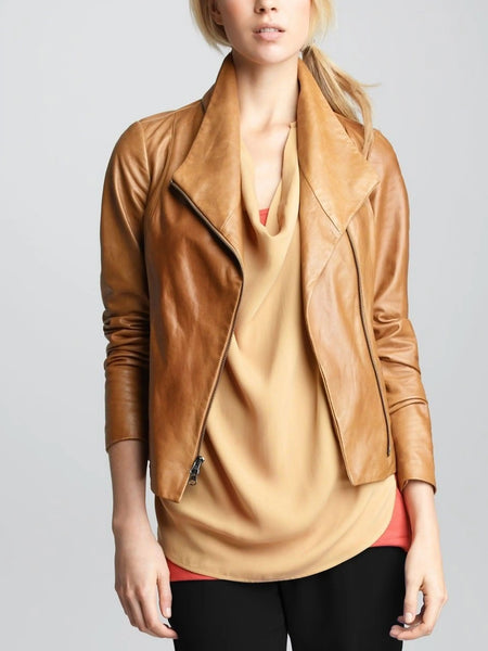 Noora Women's Mustard Yellow Lambskin Leather Jacket with Winged collar | Warm Winter Leather Jacket , Gift for Her  ST0294 — standardized studio hero