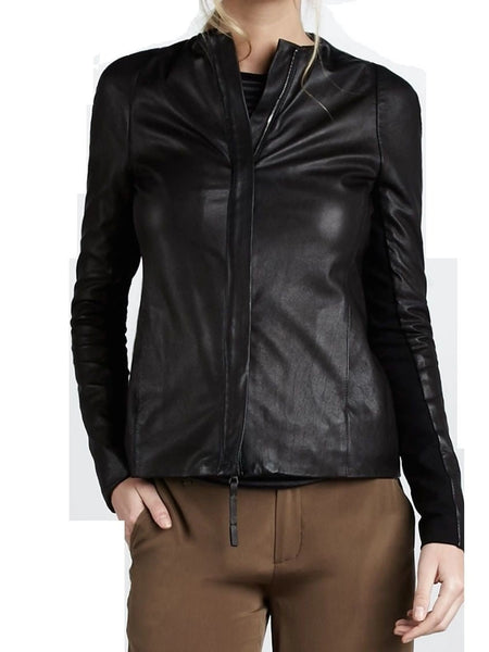 Noora Women's Real Genuine Lambskin Leather Jacket | Classic Club Leather Outfit | — standardized studio hero