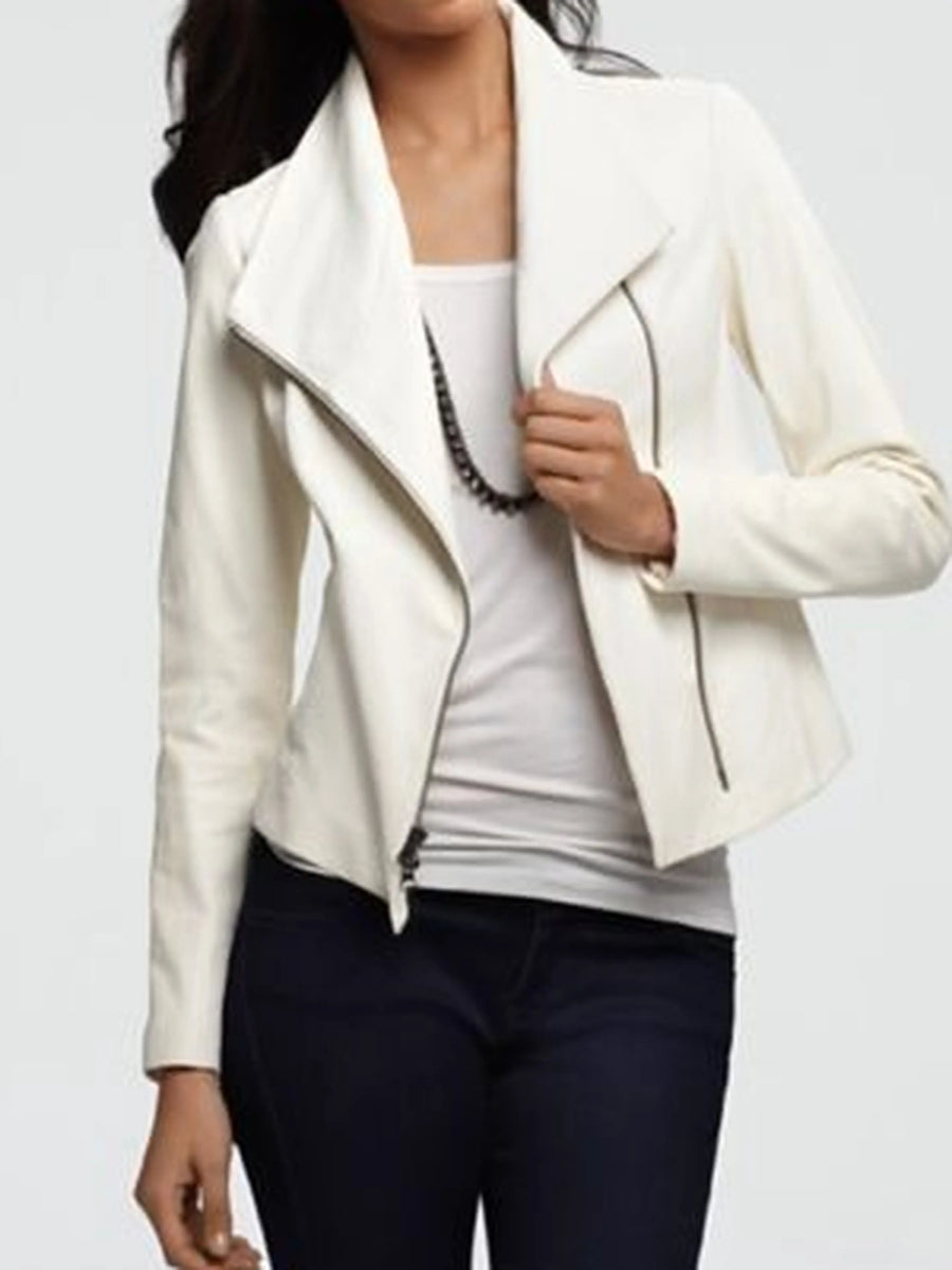 Women’s white leather jacket