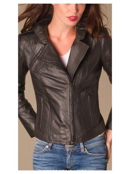 Women's Taupe Leather Jacket ST0339 — standardized 2880×3840 hero