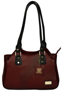 maroon color leather bag