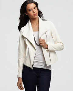 Noora Women’s pure white leather jacket ST0276