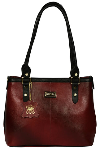mahroon colour shopper leather bag