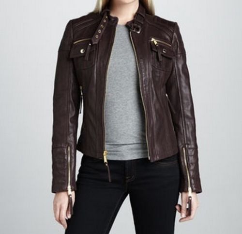 Women's Brown Fitted Jacket With Front Pockets - Noora International