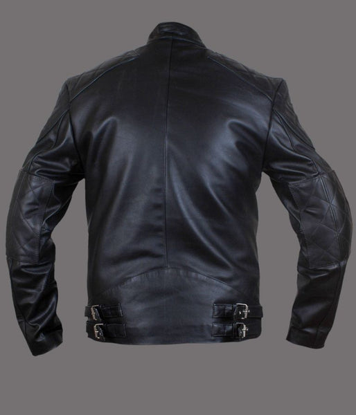 Noora New Men's Black Lambskin Leather Quilted Biker Jacket With Zipper Designer Motorcycle biker Leather Jacket SU031