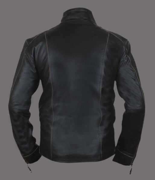 Noora Mens Ruboff Lambskin Leather Rubb Off Black Shirt Style Jacket With Branded YKK Zipper SU0260