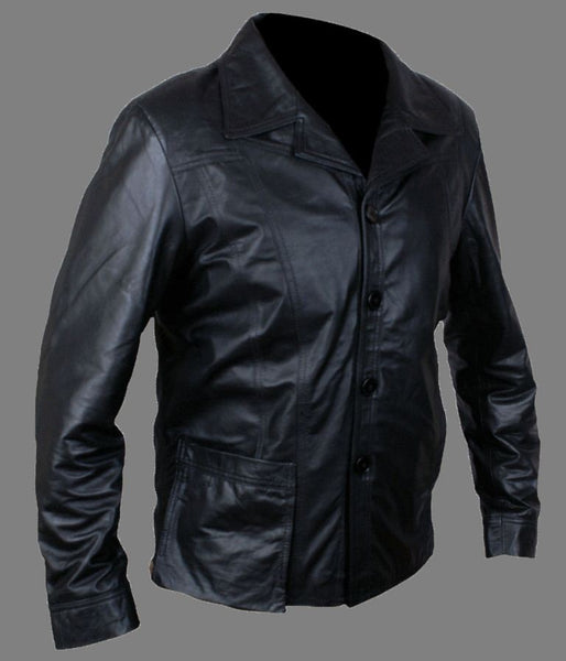 Leather Jacket with Button Collar | Noora International