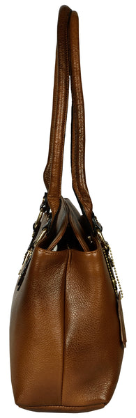 Women's dark brown leather handbag