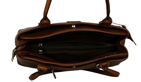 Women's dark brown leather handbag