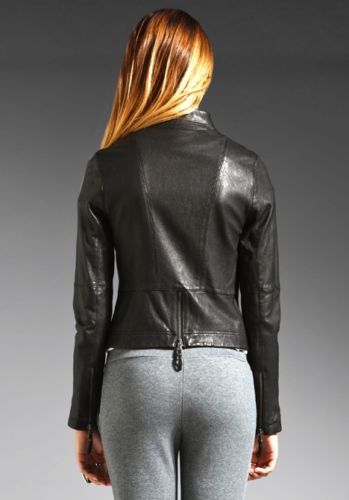 Noora Women's space grey Biker leather jacket ST0231