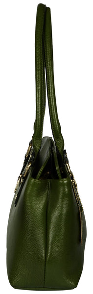 Women's military green leather bag