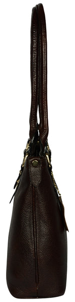 Women's dark brown satchel leather bag ST0350