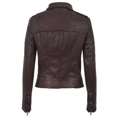 Noora Women's burgundy Biker Leather Jackets ST0258