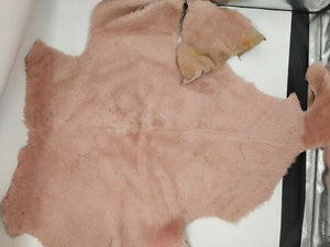 NOORA Sheep skin shear ling leather hide fur skin Hair on Salmon Pink Soft hair on hide Lambskin Leather 5+Sqft WA70