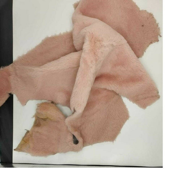 NOORA Sheep skin shear ling leather hide fur skin Hair on Salmon Pink Soft hair on hide Lambskin Leather 5+Sqft WA70