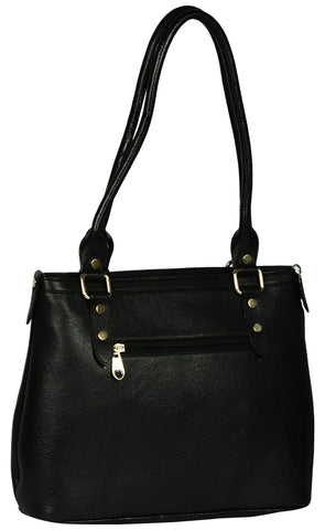 solid black leather handbag