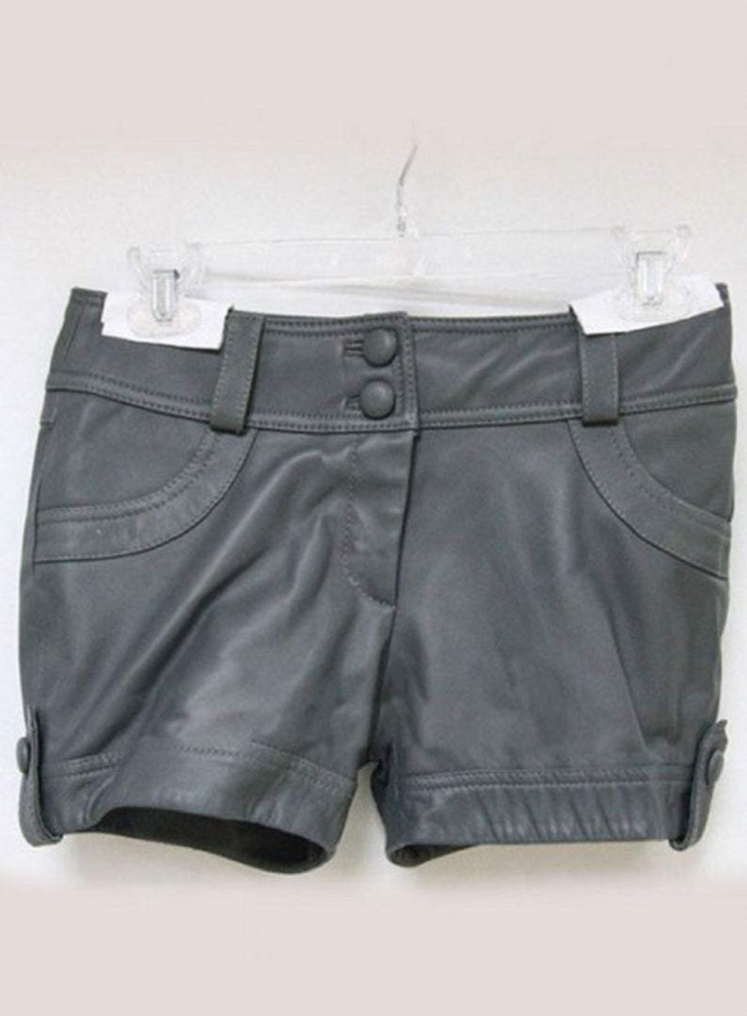NOORA Womens,Girls & Lady Cargo Short Pant, Ladies Original Lambskin Leather Shorts Pant Casual Wear Shorts Grey Leather Shorts SB149