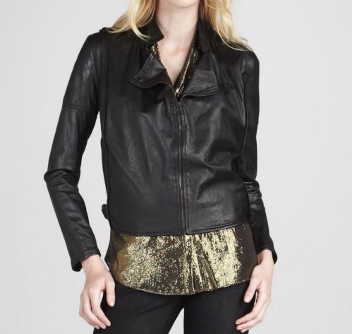 Noora Women's Cropped Black Leather Jacket ST0208