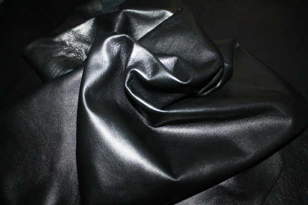 NOORA BLACK Bronze HUE shiny Smooth Italian Lambskin Lamb Sheep leather material for sewing skin hide skins hides 5sqf WA65