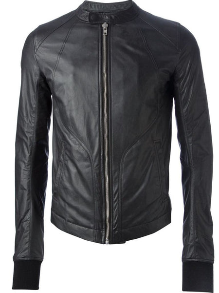 men’s simple biker jacket in black - Noora International