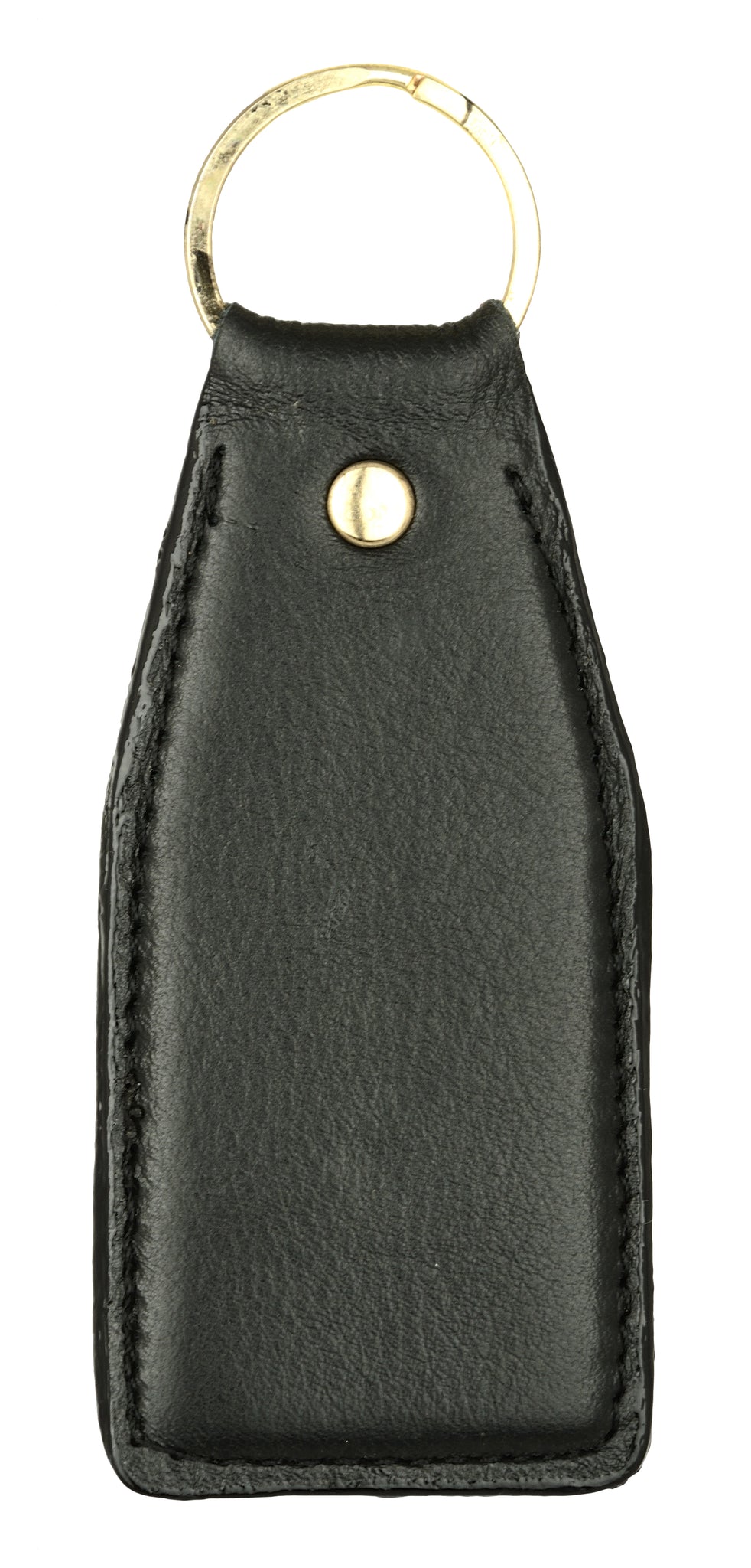 Solid black leather key chain