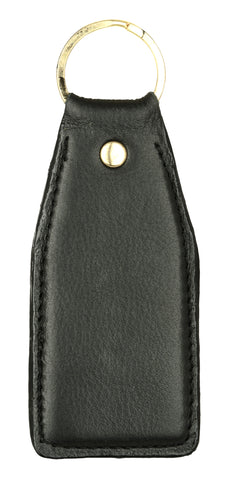 Solid black leather key chain