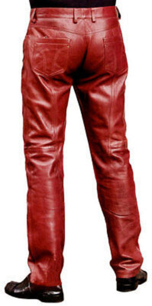 NOORA For MEN & BOYS 100% Genuine Lambskin Leather Red Pant with Straiht Jeans style Sj526
