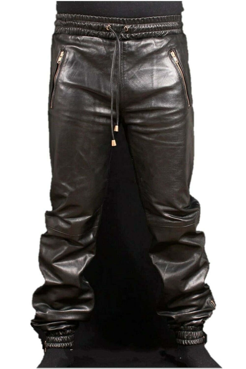 Noora Men's New Genuine Soft Lambskin Leather Trouser Draw Pants For Men For Jogging Pant nappa leather pant SP85