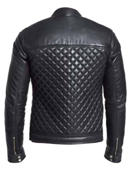 Noora Mens Black Lambskin Biker Leather Jacket With Zipper Pockets Handmade Designer Quilted Leather Jacket SU039