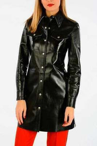 Noora New Women Lambskin Leather Trench Coat Jacket Modern Styles Biker QD108