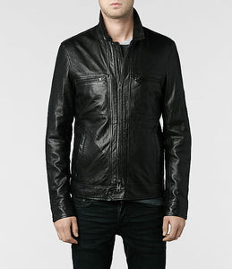 men’s black stylish and fitted leather jacket - Noora International
