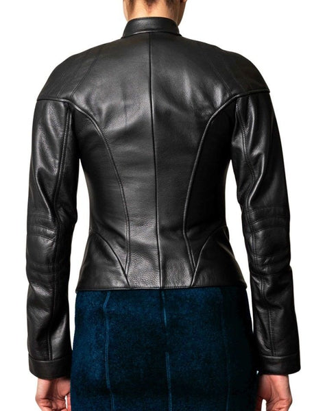 Women's Black fitted zipper jacket ST0334