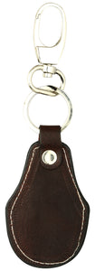 Dark brown curved leather key chain