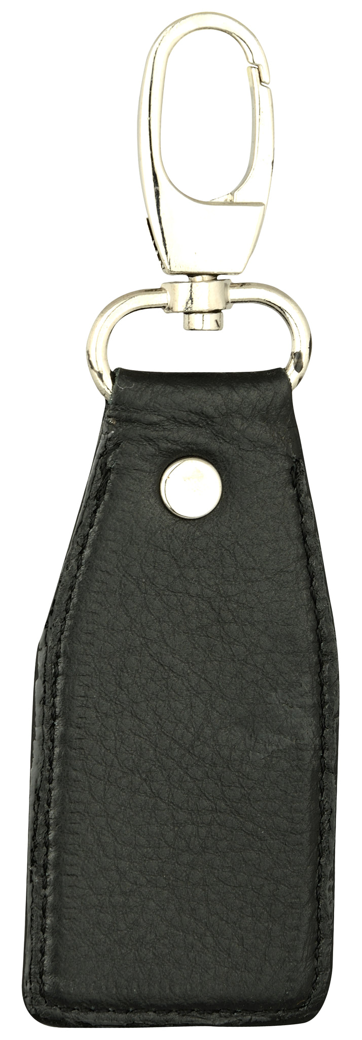 Solid black leather key chain