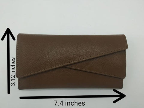 NOORA Leather Clutch  Carry Fairtrade Top grain leather Leather Wristlet Various Colors 3 fold Clutch -SJ267